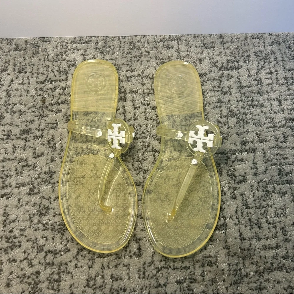 Tory Burch Yellow Mini Miller Flat Jelly Thong Sandals Size 8